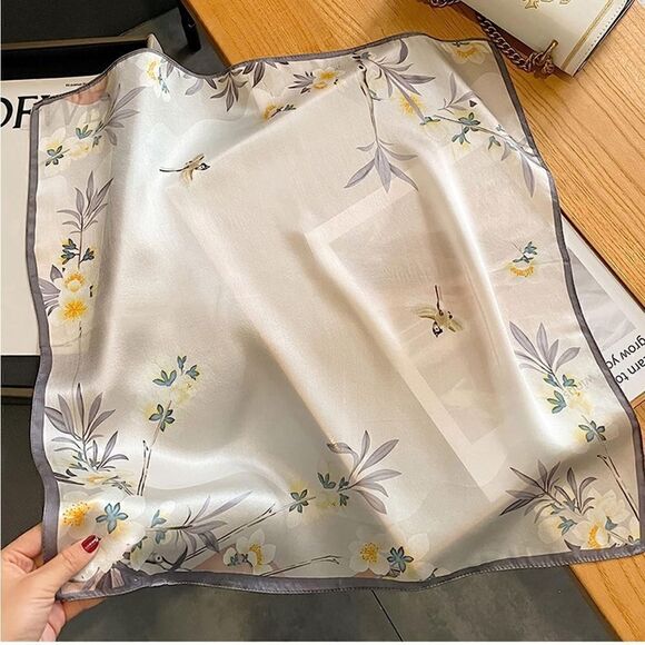 Ivory floral Silk Scarf main image 5